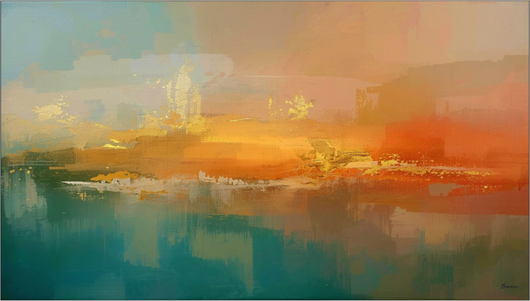 Coastal golden horizon calming wall art by Sensorial Atelier — Horizons Collection