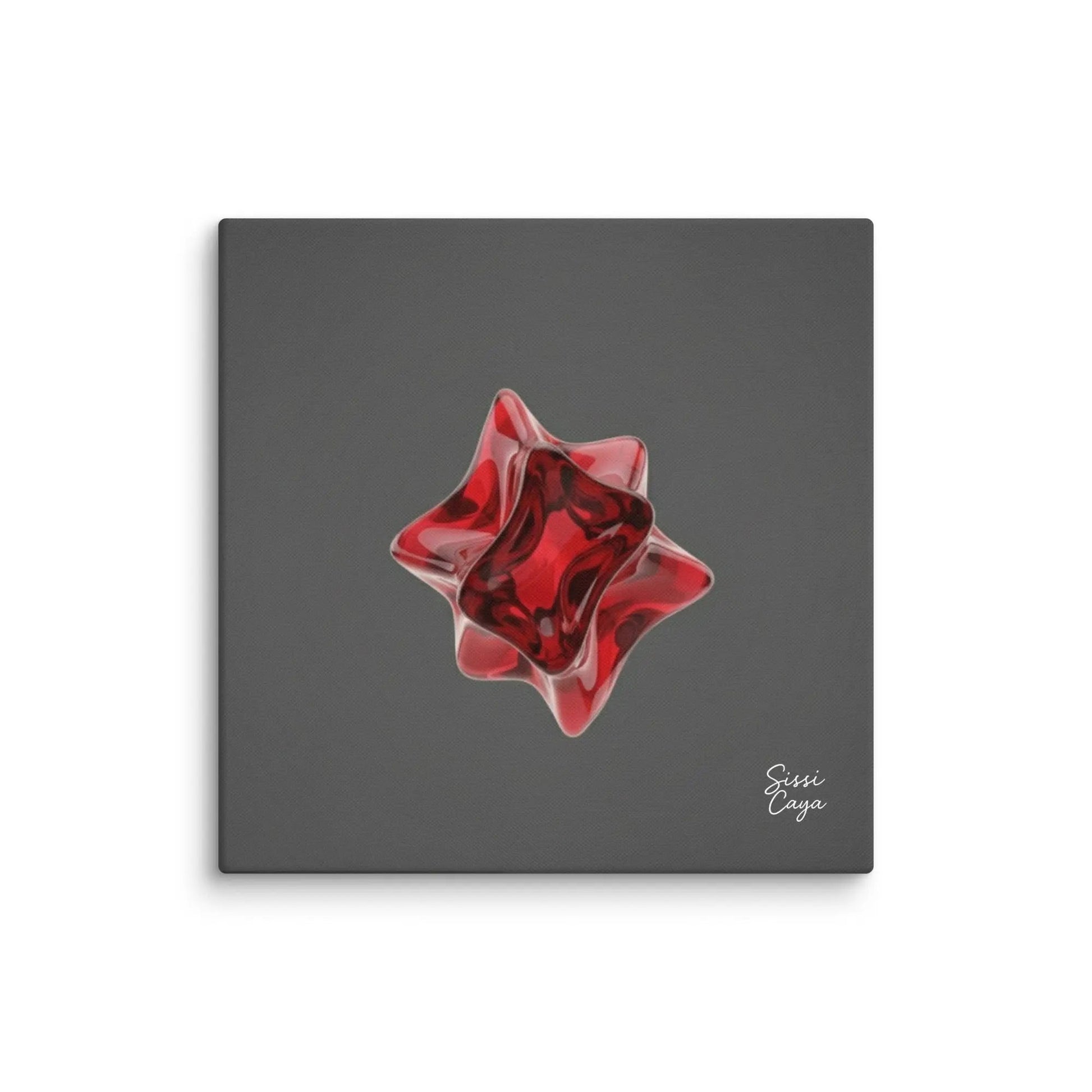 Energize Garnet limited edition canvas artwork in red and gold tones, abstract art symbolizing passion and vitality.