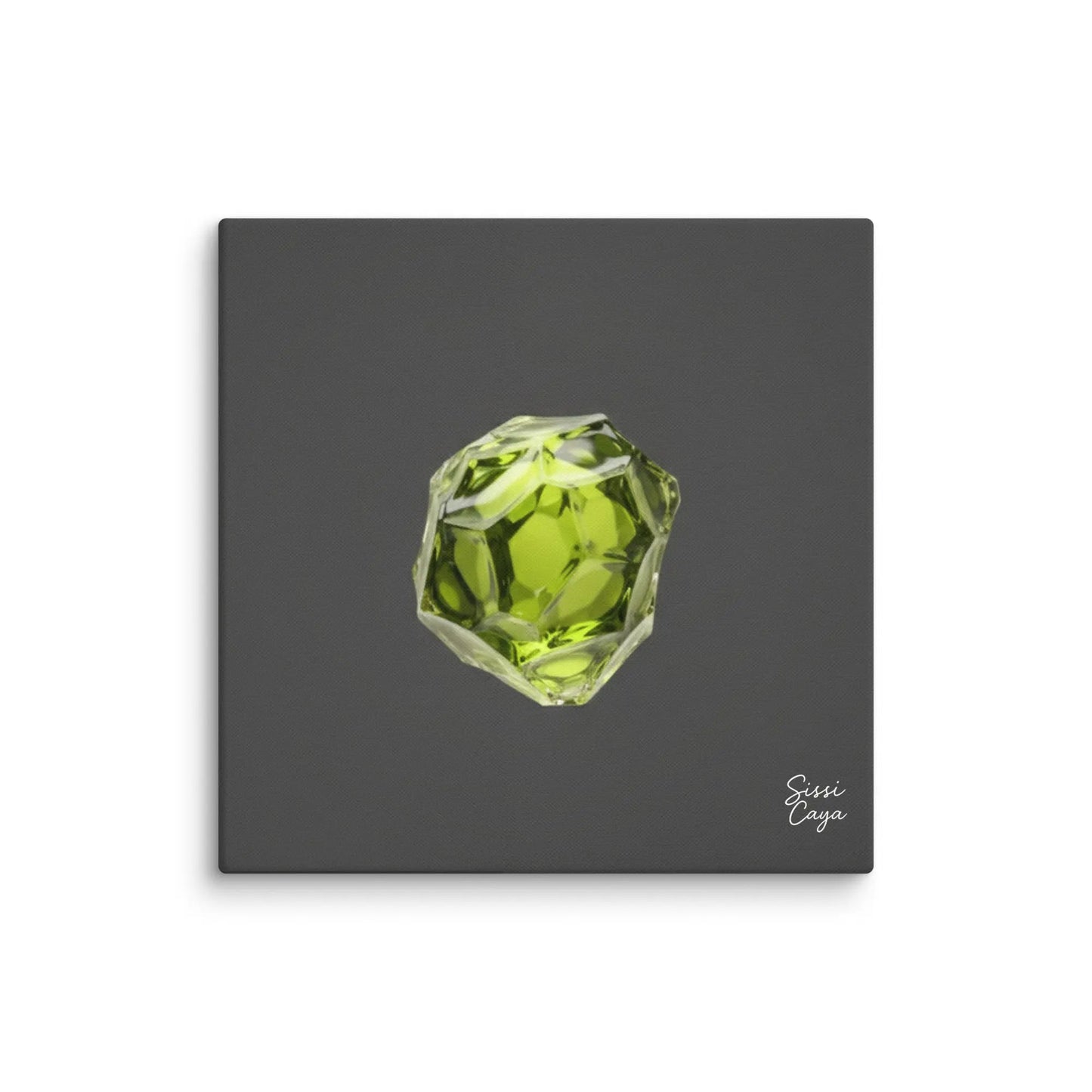 Energize Peridot limited edition canvas. Abstract art in green and golden tones reflecting renewal, growth, and prosperity energy.
