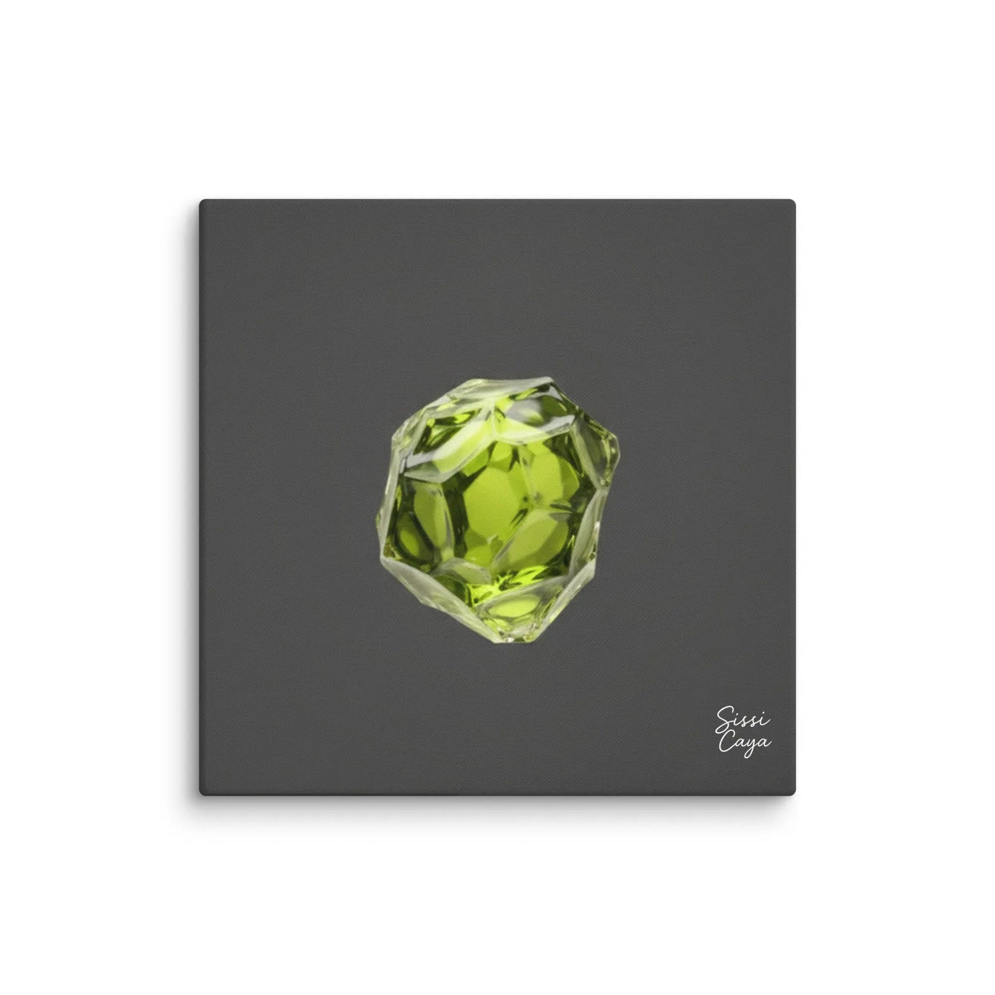 Energize Peridot limited edition canvas. Abstract art in green and golden tones reflecting renewal, growth, and prosperity energy.