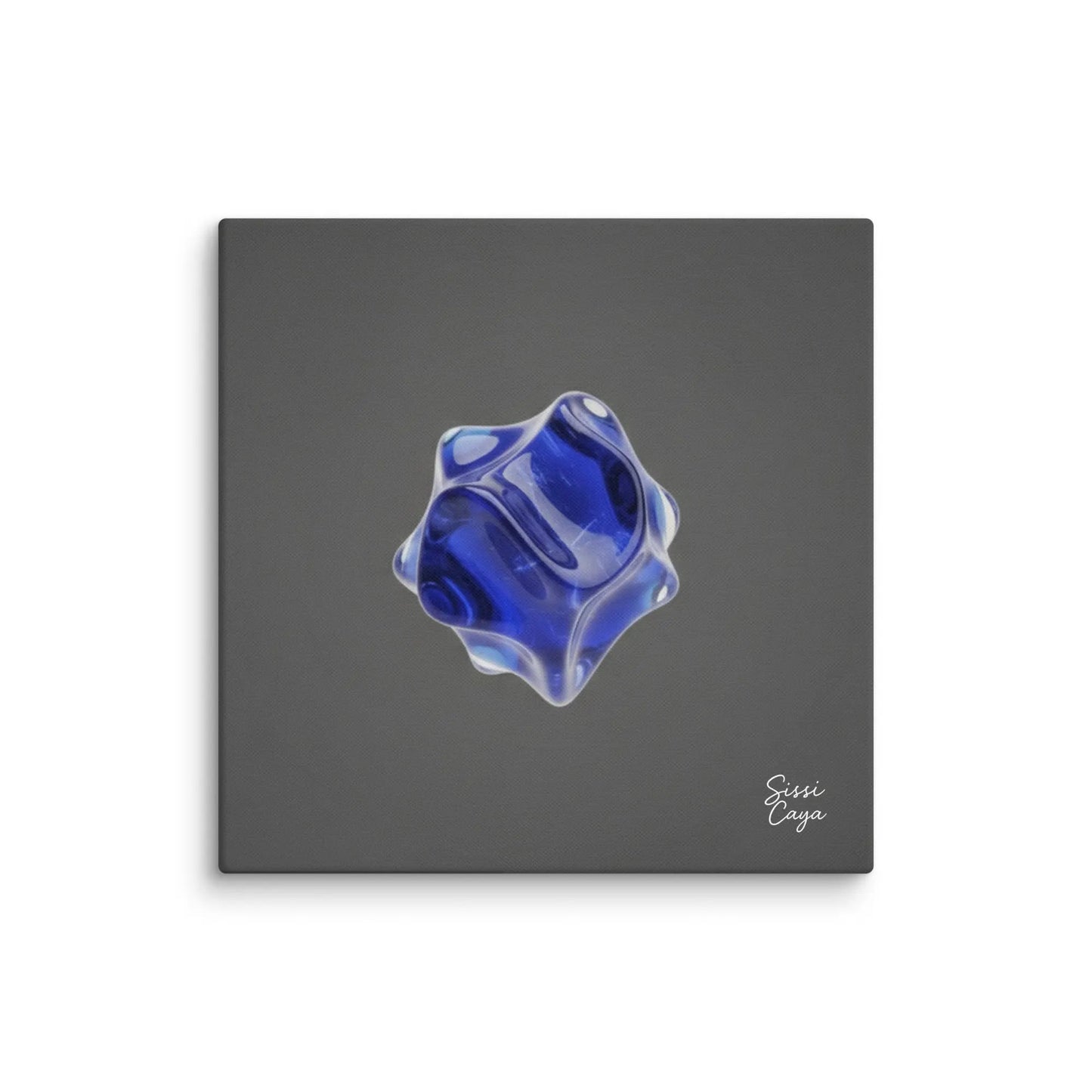 Energize  Kyanite limited edition canvas. Abstract art in blue and silver tones representing intuition, clarity, and spiritual connection. Sensorial Atelier