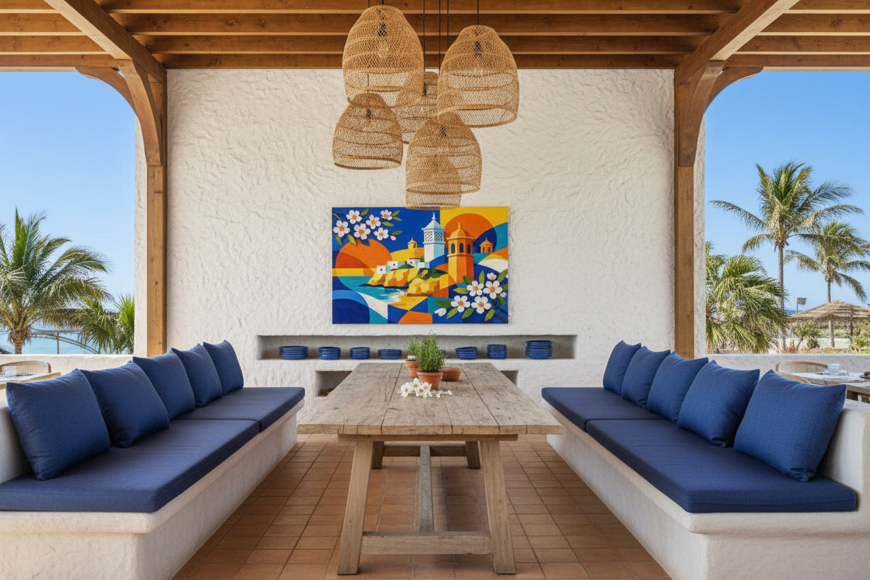 folk algarve — panoramic displayed in a coastal restaurant — Algarve Collection by Sensorial Atelier