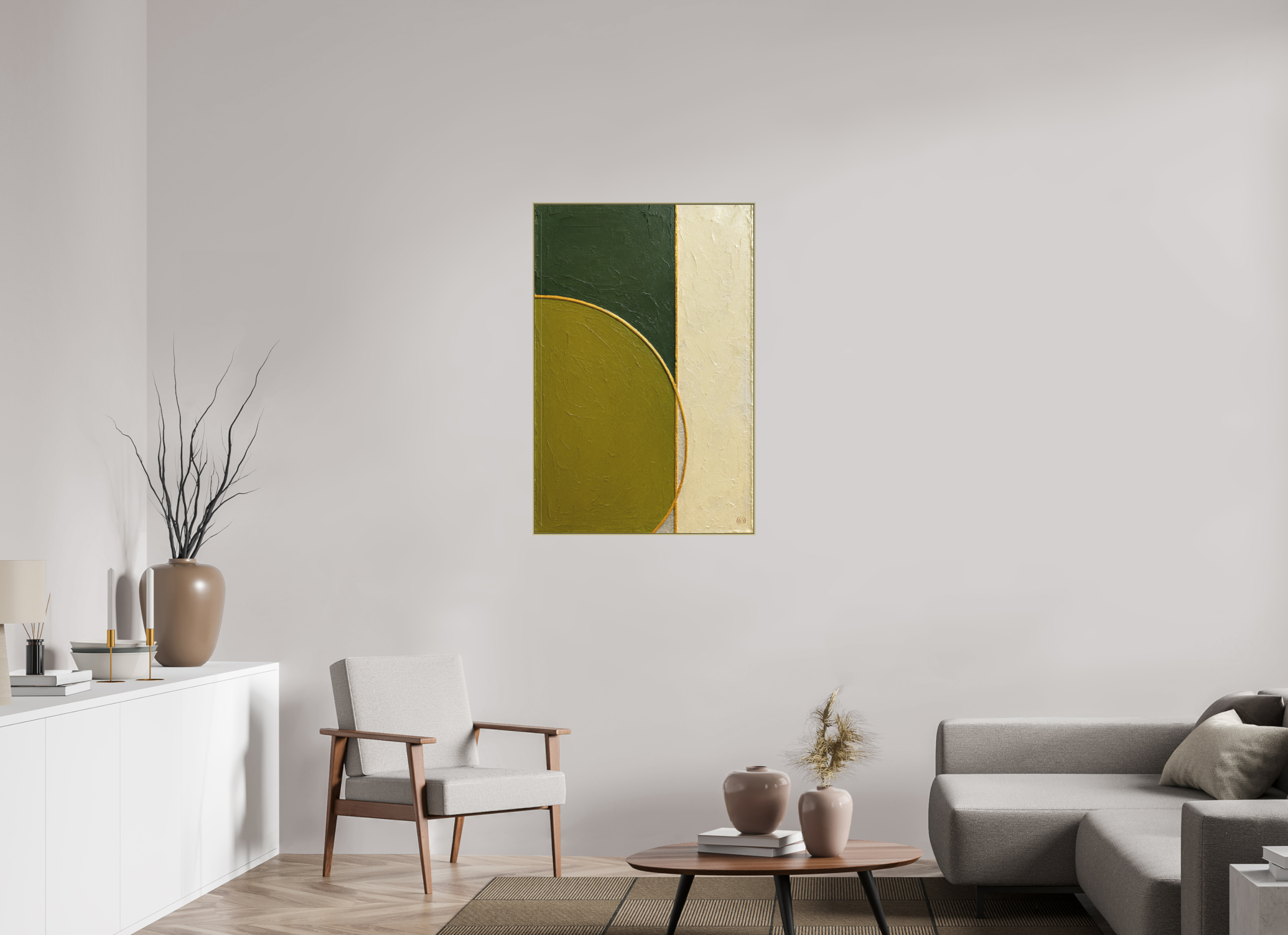 70 x 105 cm, Aluminium ArtBox Gold 50mm | Fine Art Pigment Print | 2mm Acrylic Glass Matte Grounded Green