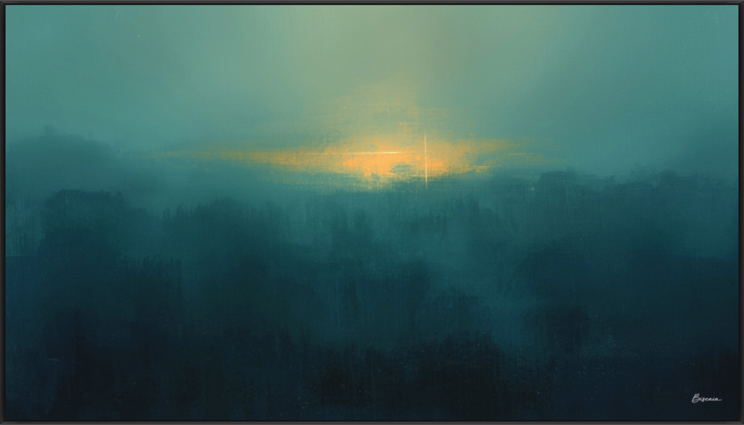 Teal horizon calming wall art for offices by Sensorial Atelier — Horizons Collection