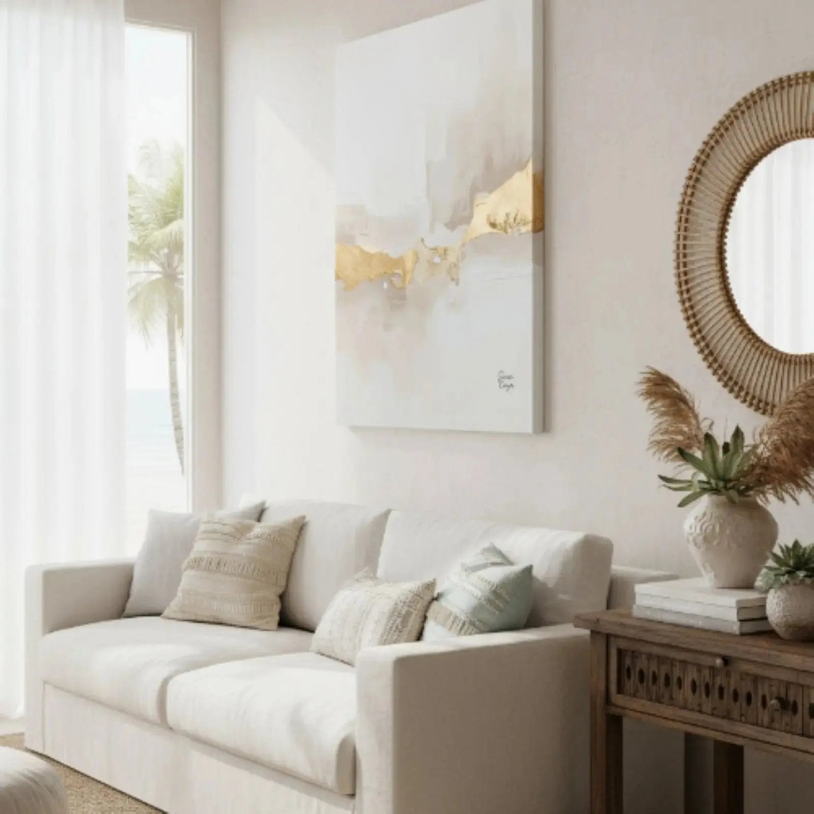 Abstract Wall Art Manifest Inner Peace displayed in homely Living room. Sensorial Atelier Limited 