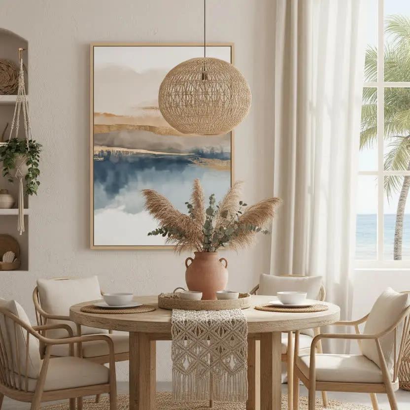 Melides premium framed canvas produced by white wall sissi caya limited editions displayed in fdining room