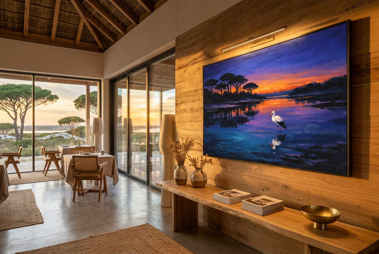 Nocturnal Estuary Large format in a comporta restaurant Contemporary art by Sensorial Atelier, Comporta Collection