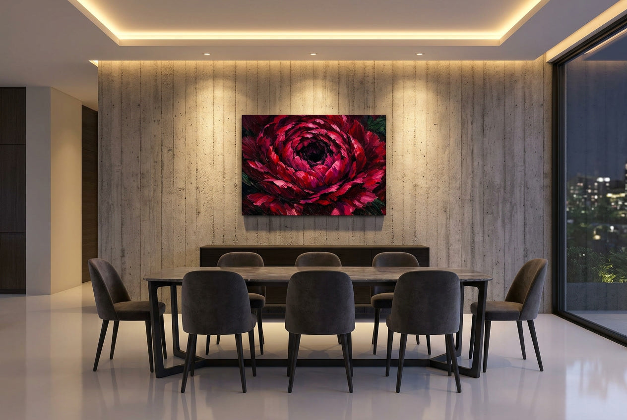 Peony Rubra elegante moof in fine dining room
