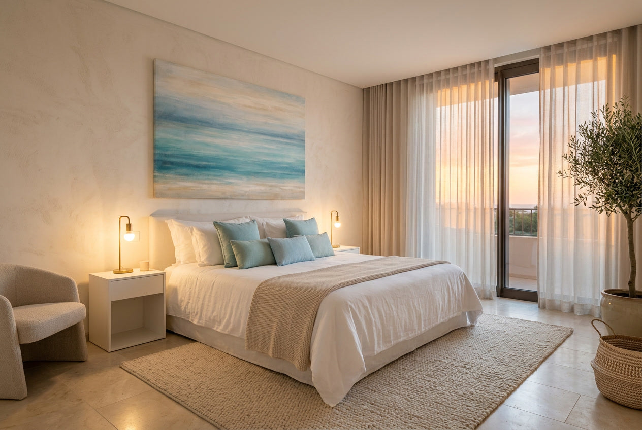 still waters displayed in a luxury bedroom setting — Calm Spaces collection by Sensorial Atelier
