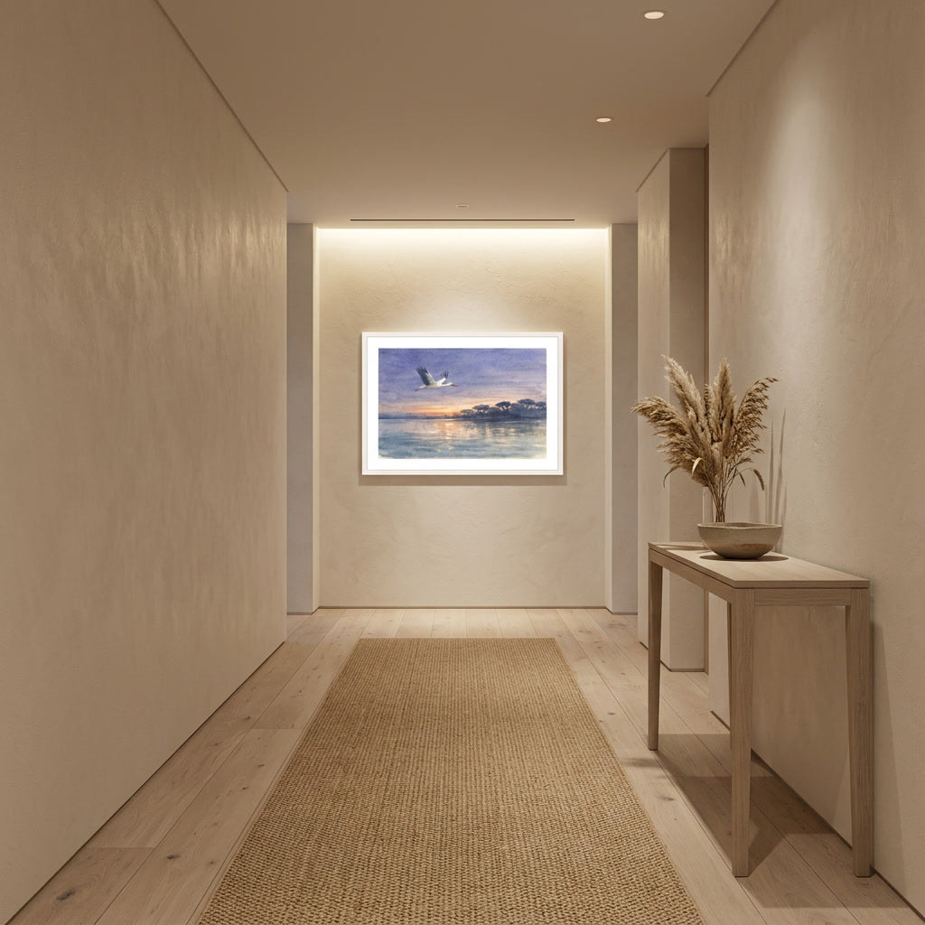 Twilight Stork in comporta hotel corridor, comporta collection by sensorial Atelier