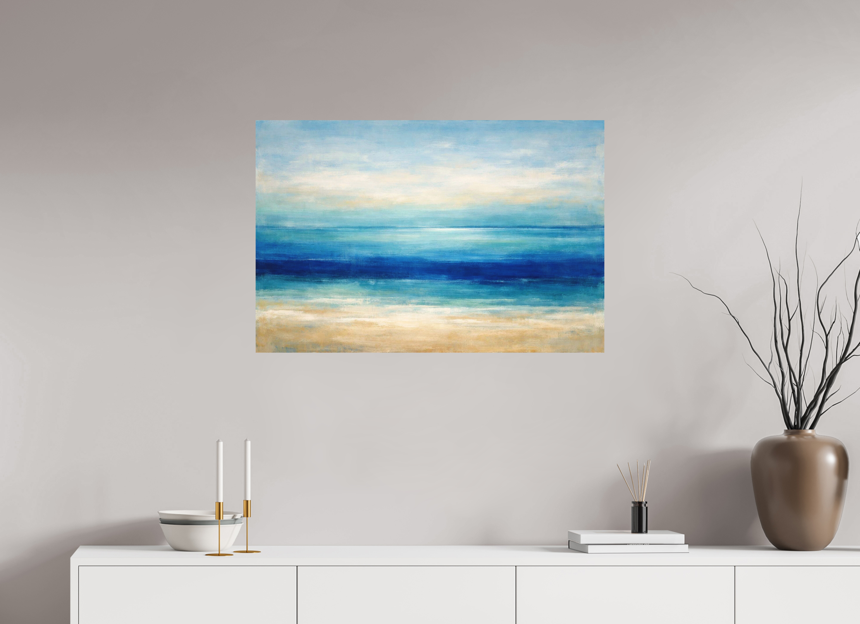 90 x 60 cm, Glicée Print on Hahnemühle German Etching deep blue shore