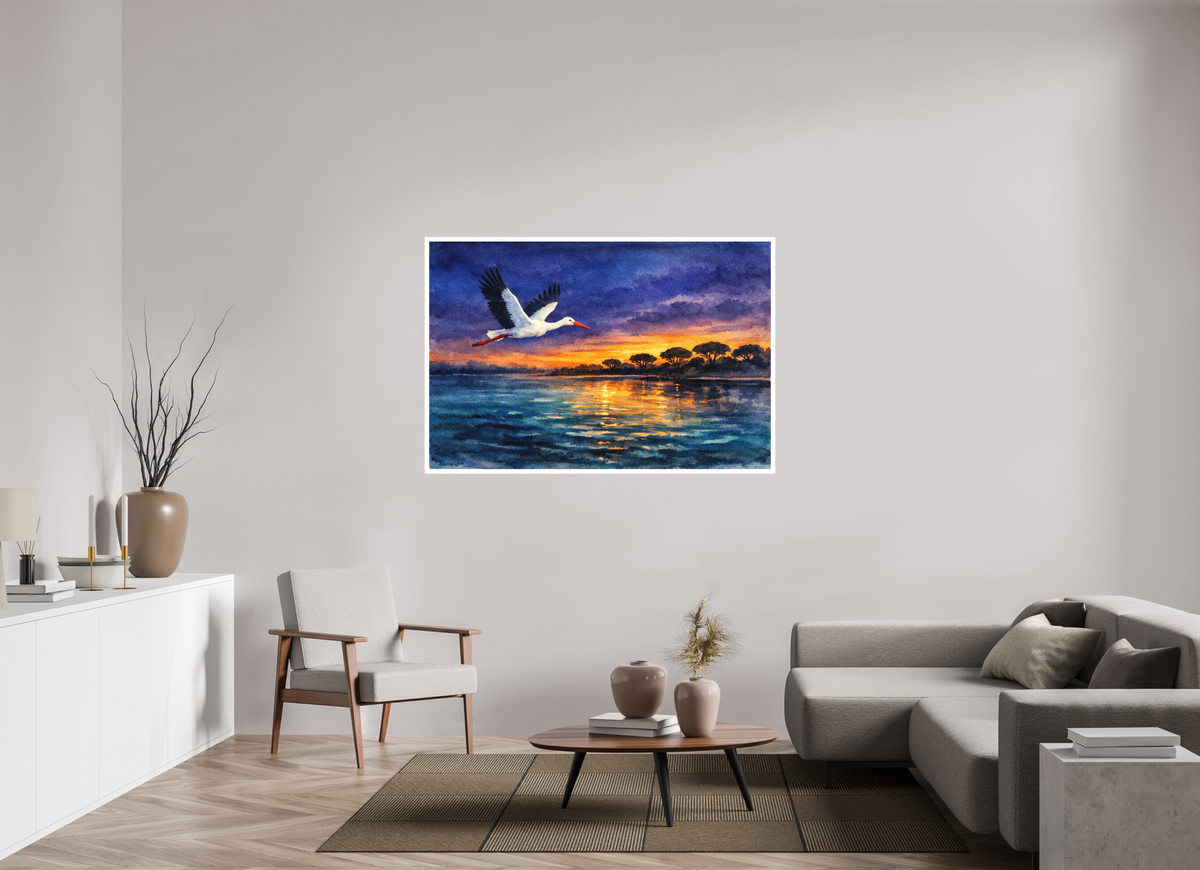 150 x 100 cm, Canson Arches Aquarelle nocturnal stork watercolour