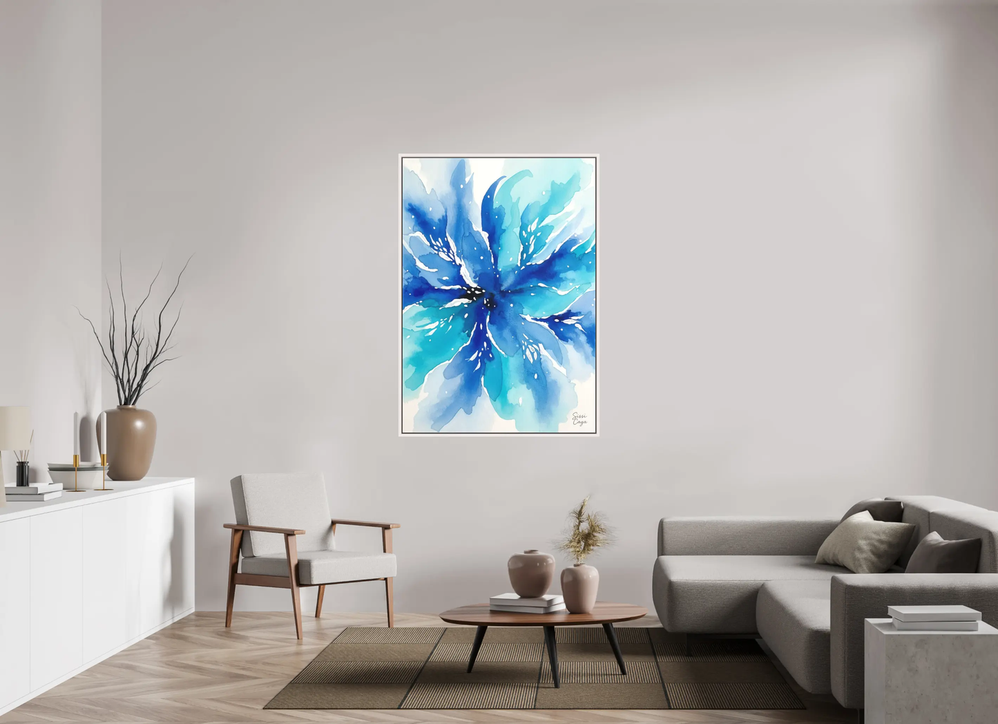 100 x 142.9 cm, Canvas inner peace Blue Bloom
