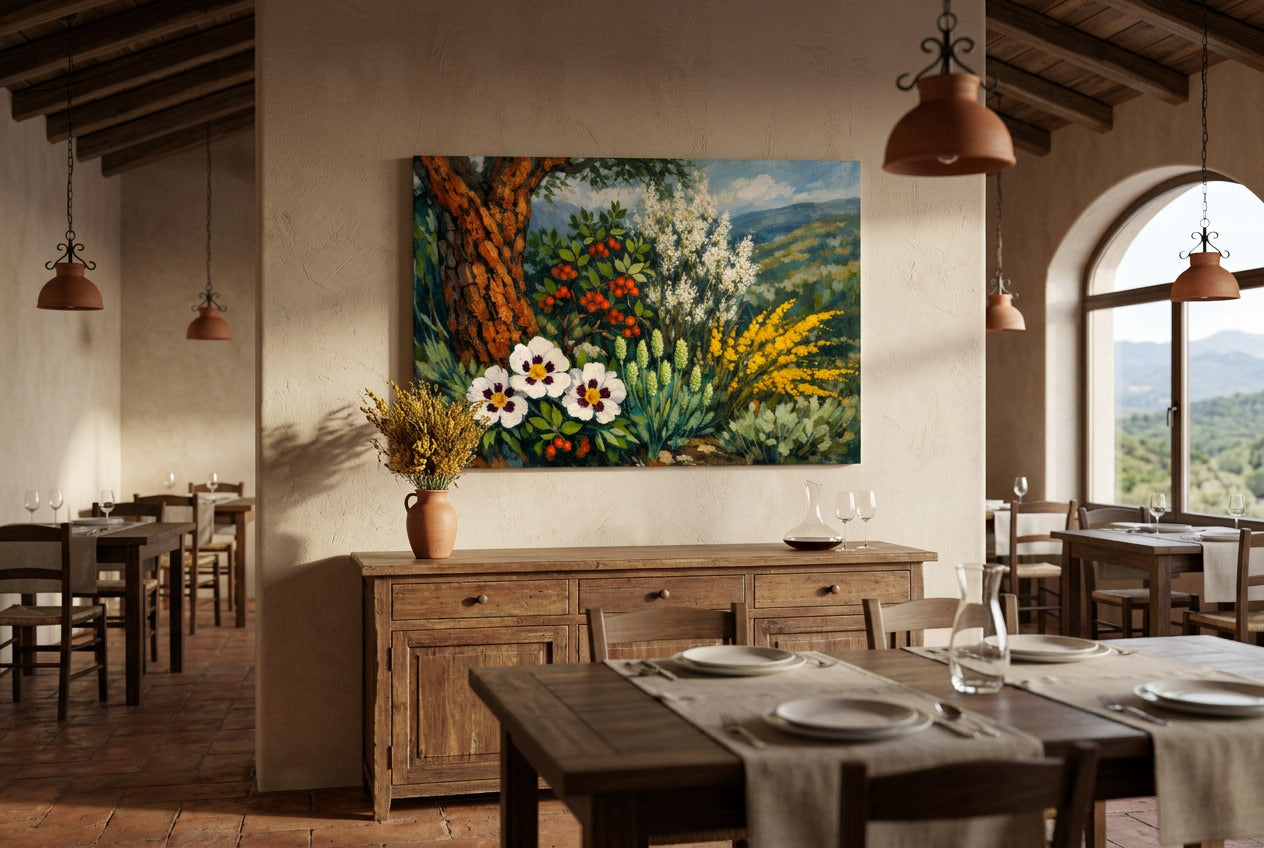 monchiue displayed in interior  algarve restaurant
